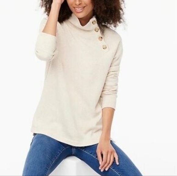 NWT J.Crew Wide Button Collar Tunic Sweater - Picture 1 of 6